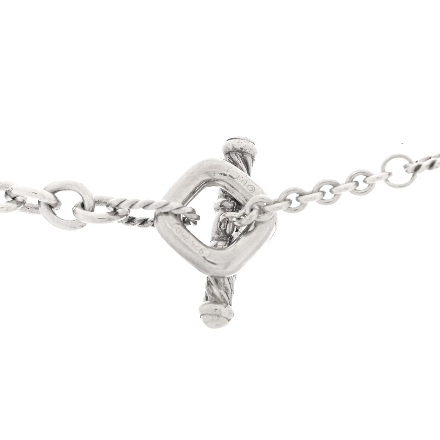 Sterling Silver 18K Yellow Gold Diamond Blue Topaz Figaro Chain Necklace