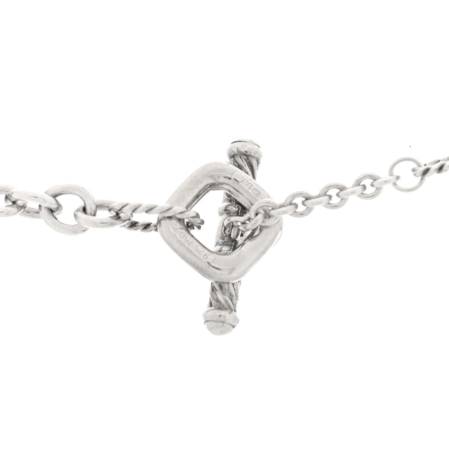 David Yurman Sterling Silver 18K Yellow Gold Diamond Blue Topaz Figaro Chain Necklace 4 of 4