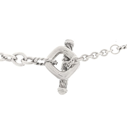 David Yurman Sterling Silver 18K Yellow Gold Diamond Blue Topaz Figaro Chain Necklace 4 of 4