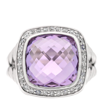 David Yurman Sterling Silver Diamond Amethyst 11mm Albion Ring 48 4.5 1 of 4