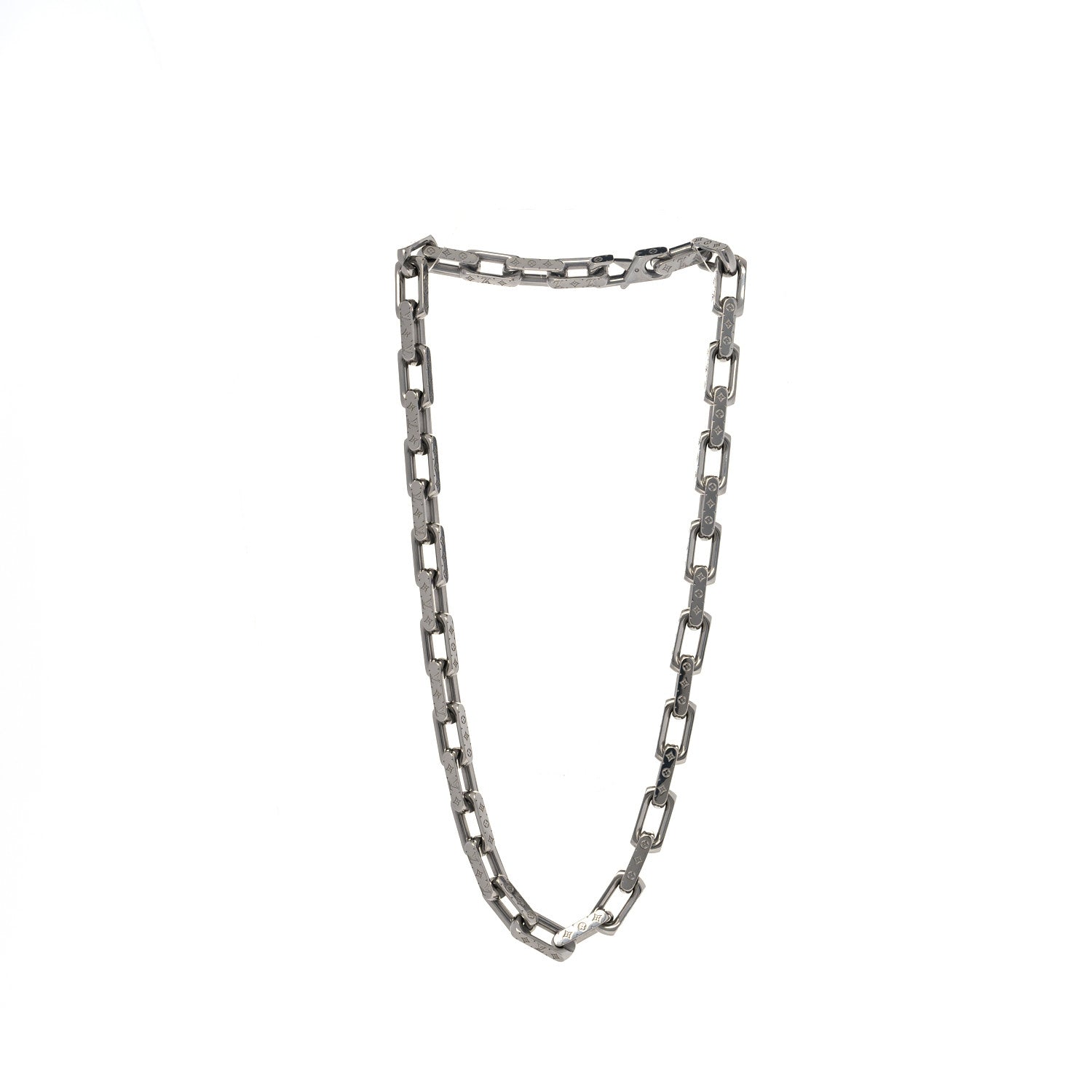 Louis Vuitton Monogram Chain Necklace Silver 4 of 5