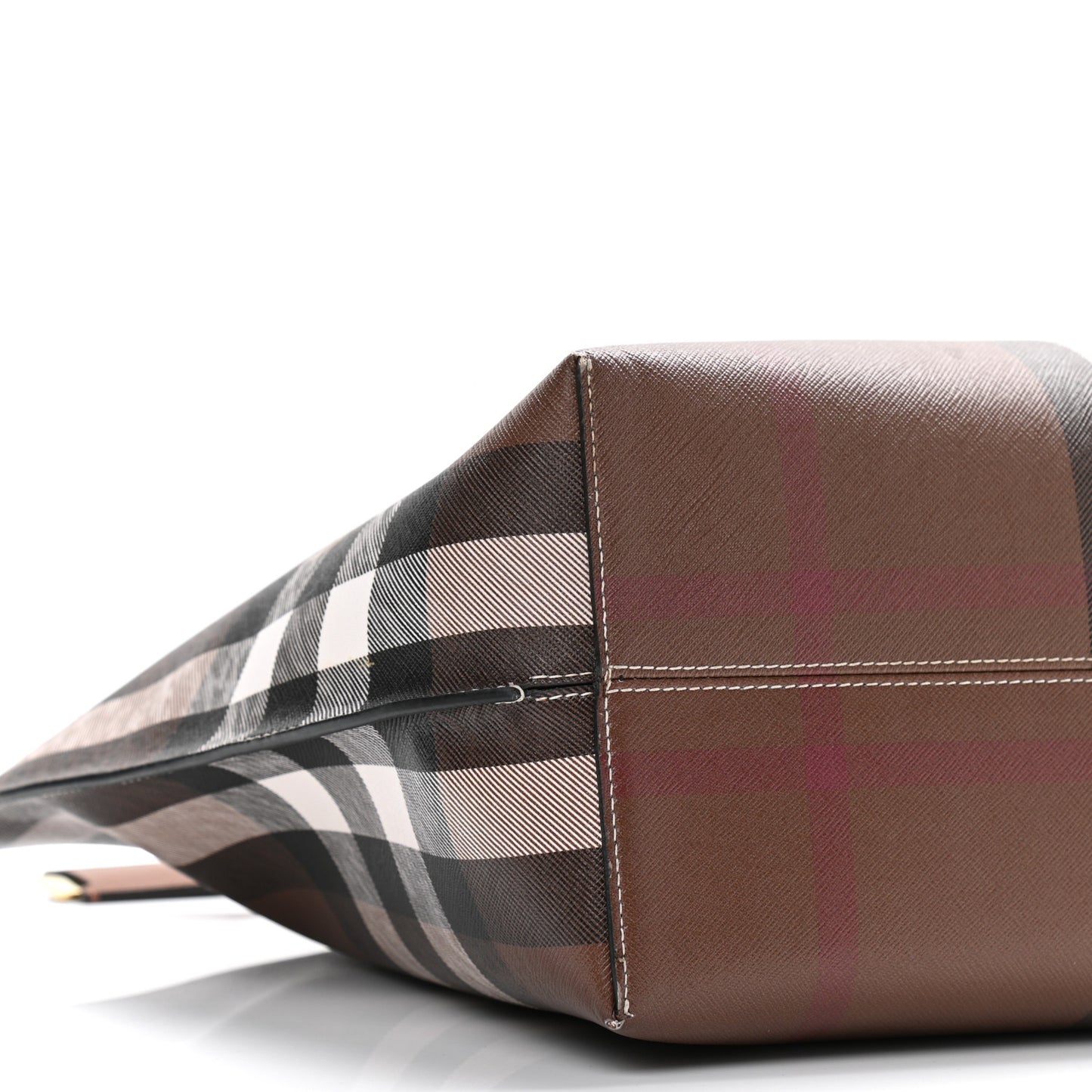 E-Canvas Check Medium Tote Dark Birch Brown