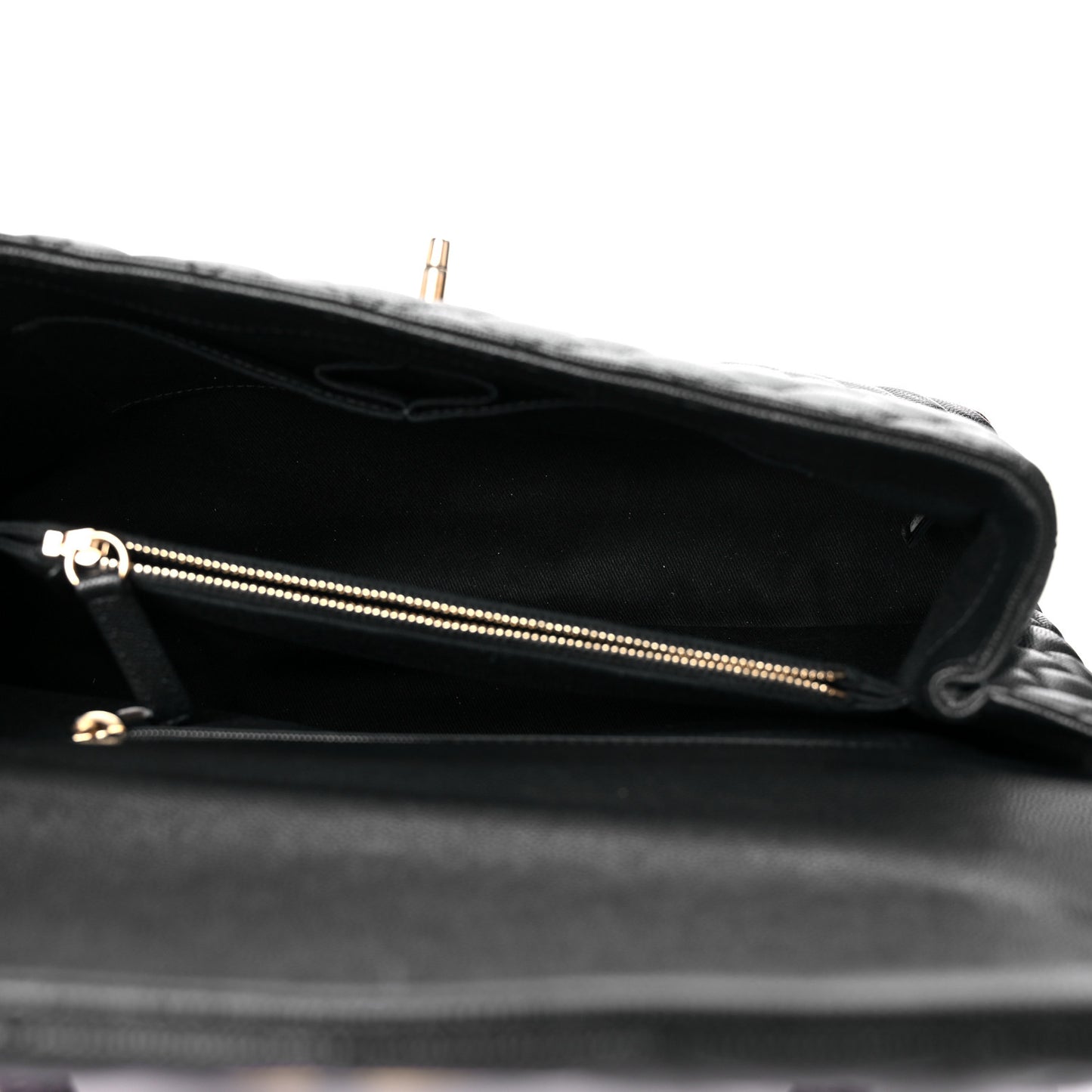 Caviar Lizard Quilted Medium Coco Handle Flap Black