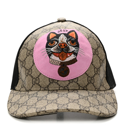 Gucci GG Supreme Monogram Mystic Cat Print Baseball Hat M Beige 3 of 9