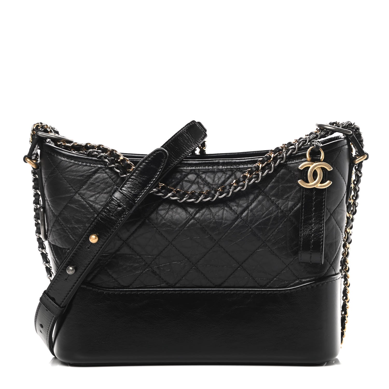Chanel Aged Calfskin Quilted New Medium Gabrielle Hobo Black 1 of 11