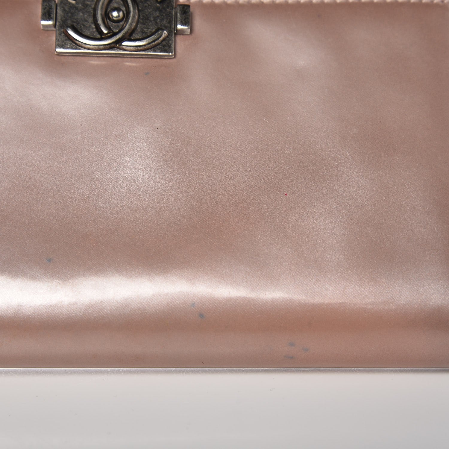 Chanel Metallic Patent Boy Large Gusset Zip Around Wallet Pink 9 of 10