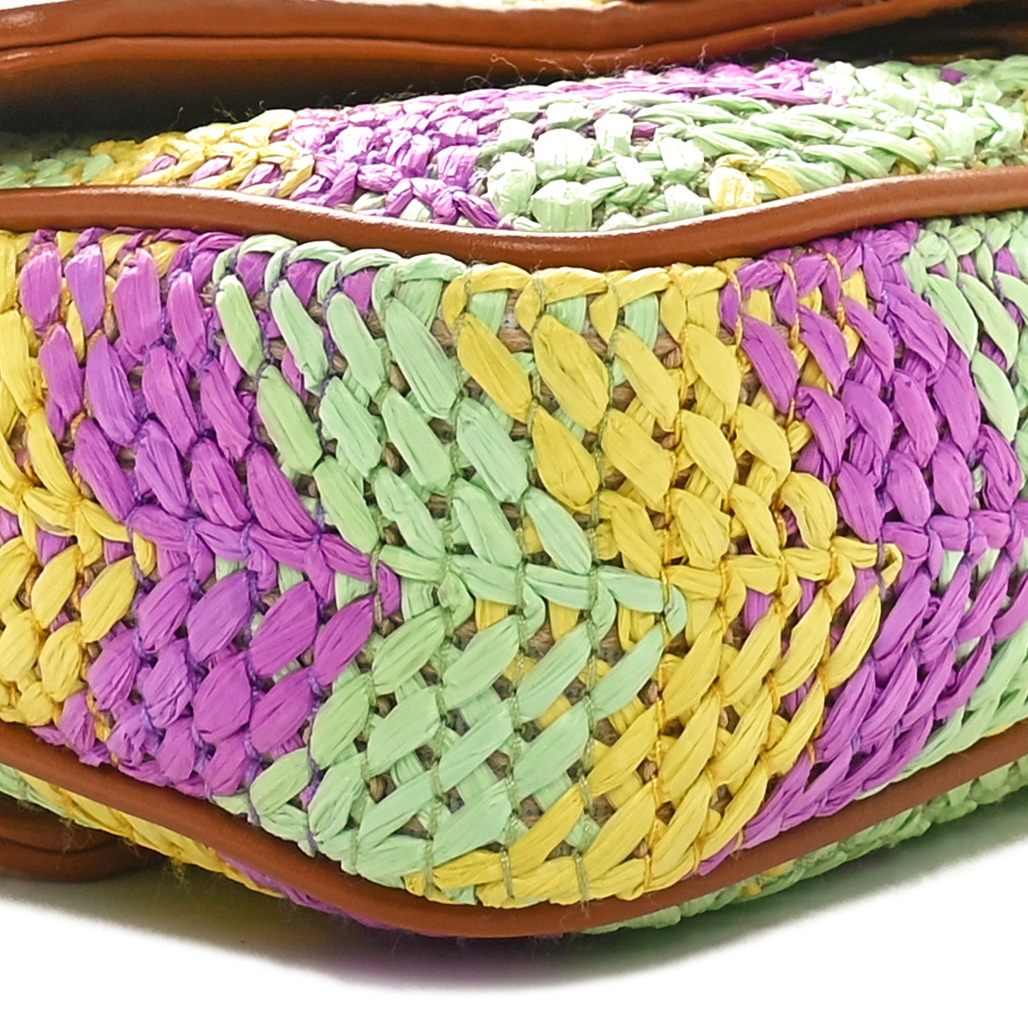 Gucci Woven Raffia Calfskin Super Mini GG Marmont Shoulder Bag Multicolor 9 of 11