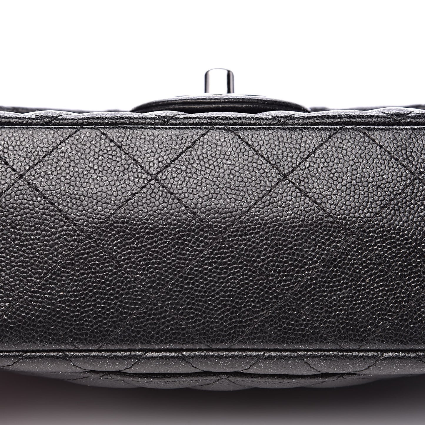 Iridescent Caviar Quilted Mini Rectangular Flap Black