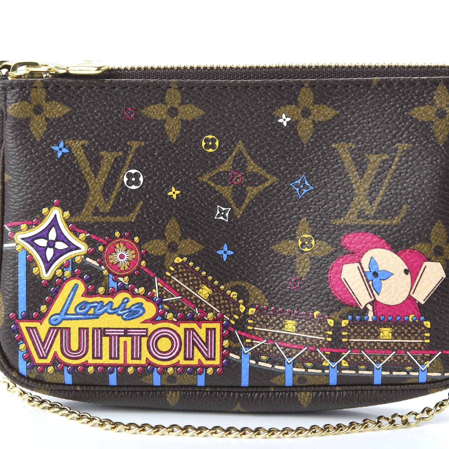 Monogram 2020 Christmas Animation Roller Coaster Mini Pochette Accessories Pivoine