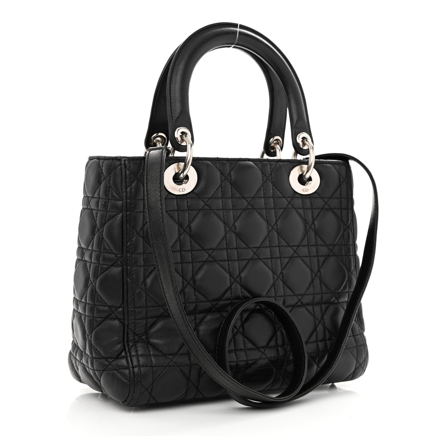Christian Dior Lambskin Cannage Medium Lady Dior Black 2 of 10