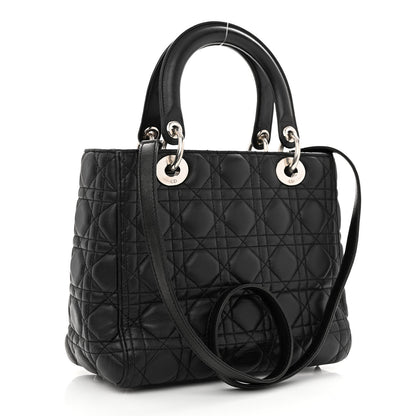 Christian Dior Lambskin Cannage Medium Lady Dior Black 2 of 10