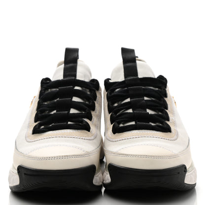 Chanel Velvet Calfskin Mixed Fibers CC Sneakers 36.5 Ivory Black 2 of 11