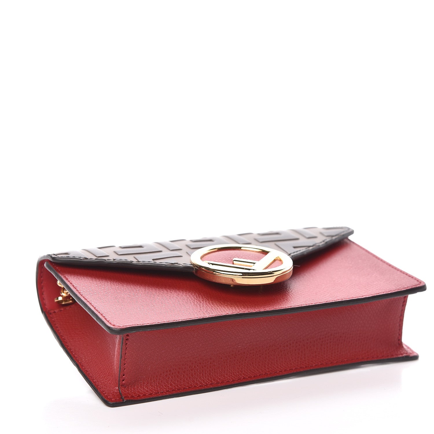 Fendi Vitello Cruise F is Fendi Bi-Color FF 1974 Embossed Envelope Belt Bag Maya Black Fragola 4 of 10