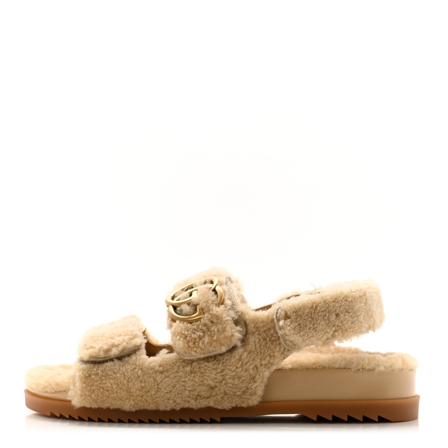 Merino Wool Interlocking G Dad Sandals 37.5 Butterscotch