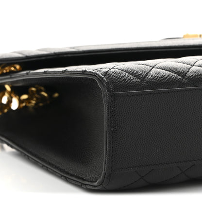 Saint Laurent Grain De Poudre Textured Mixed Matelasse Large Triquilt Monogram Satchel Black 9 of 10