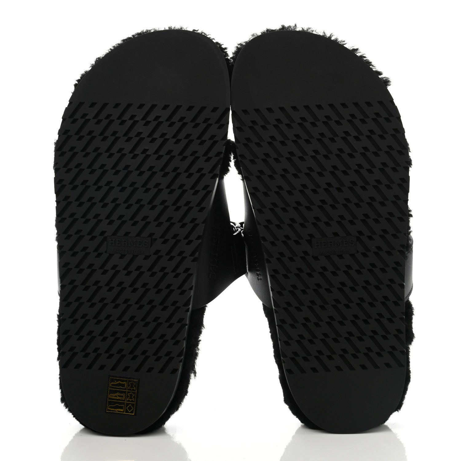 Hermes Calfskin Woolskin Womens Chypre Sandals 38.5 Black 5 of 8