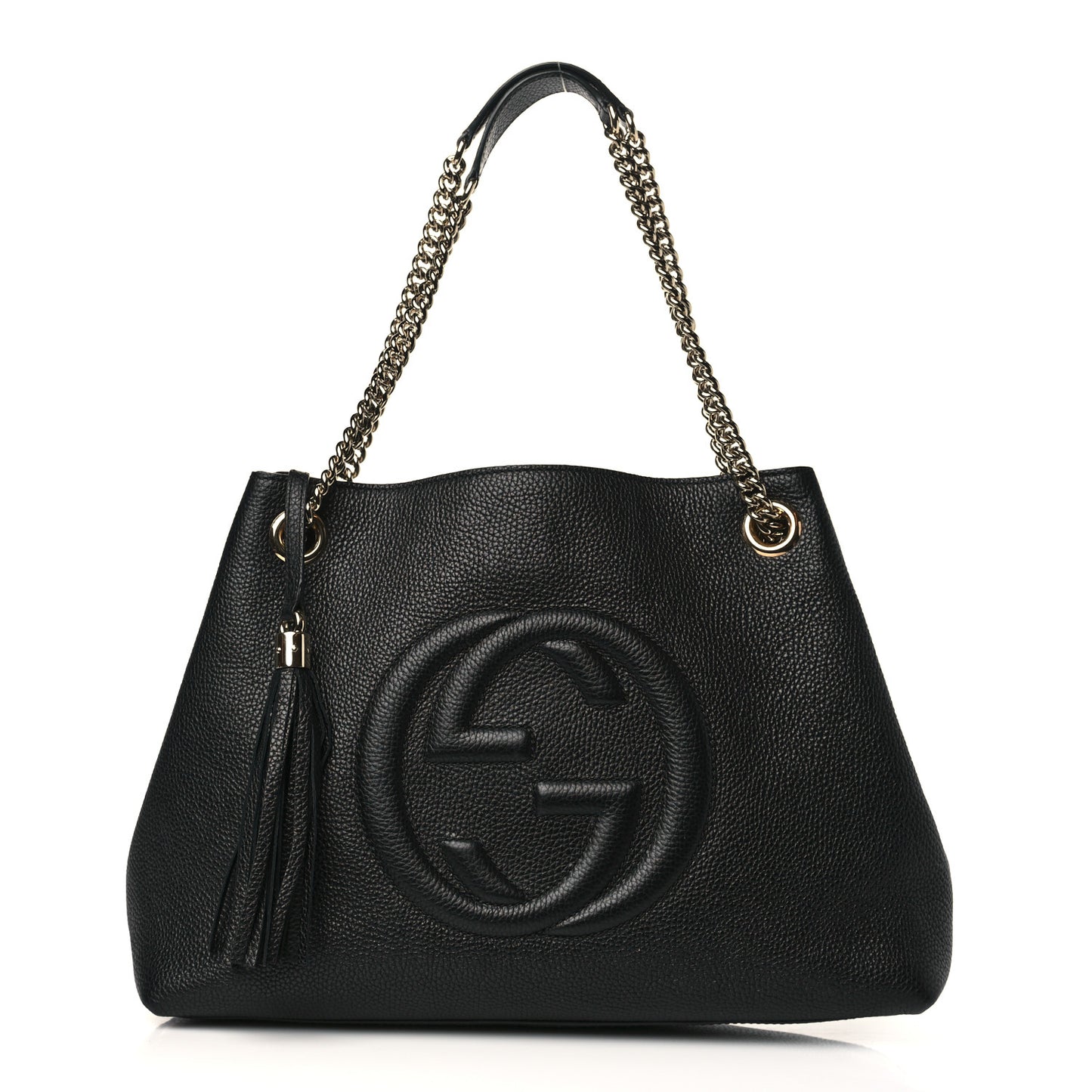 Pebbled Calfskin Medium Soho Chain Shoulder Bag Black