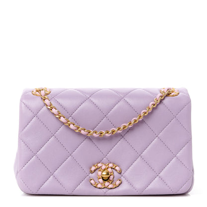 Chanel Lambskin Quilted Braided CC Small Flap Lilac 1 of 11