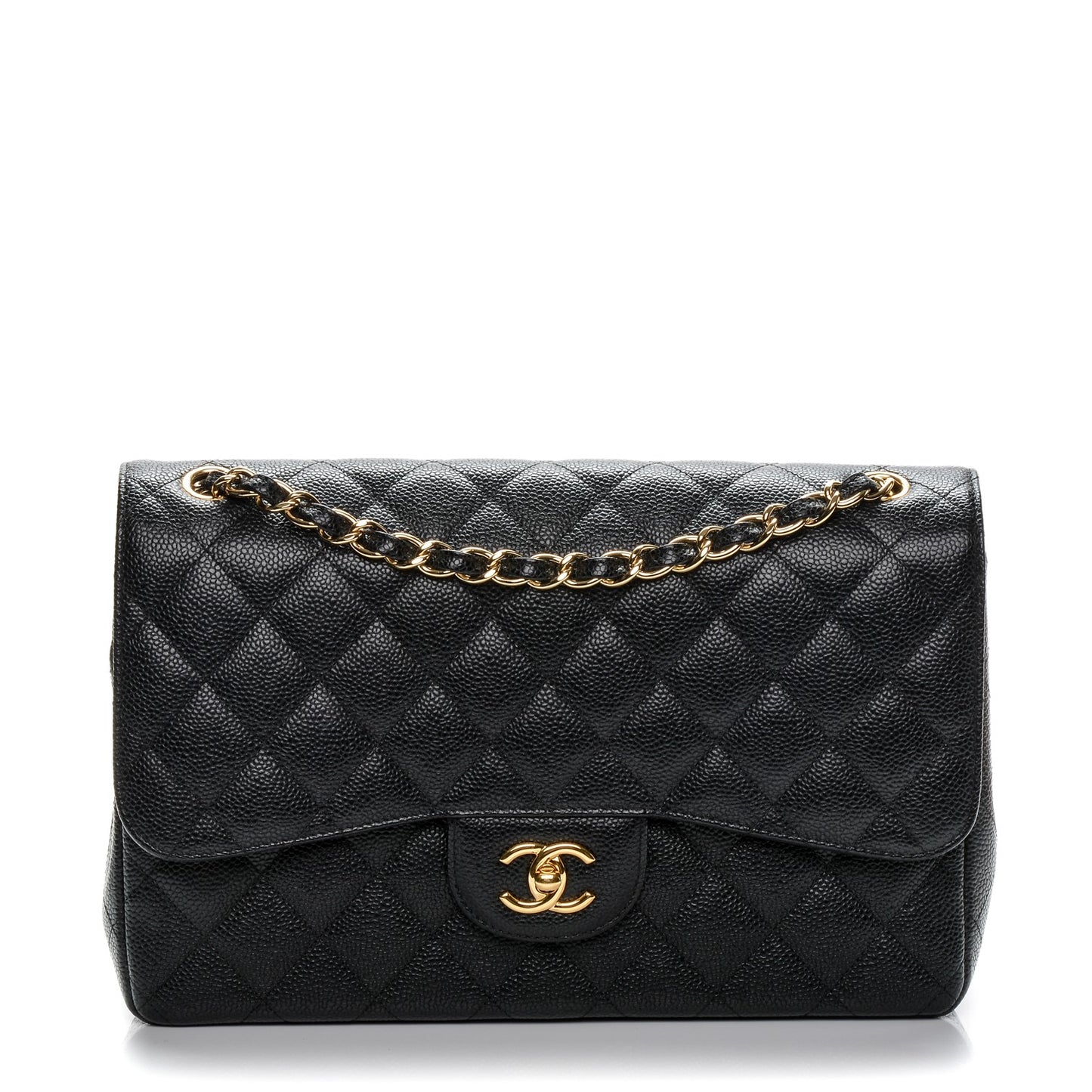 Caviar Quilted Jumbo Double Flap Black