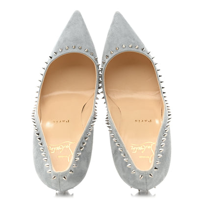 Christian Louboutin Veau Velours Anjalina 100 Pumps 38.5 Silver Green 2 of 9