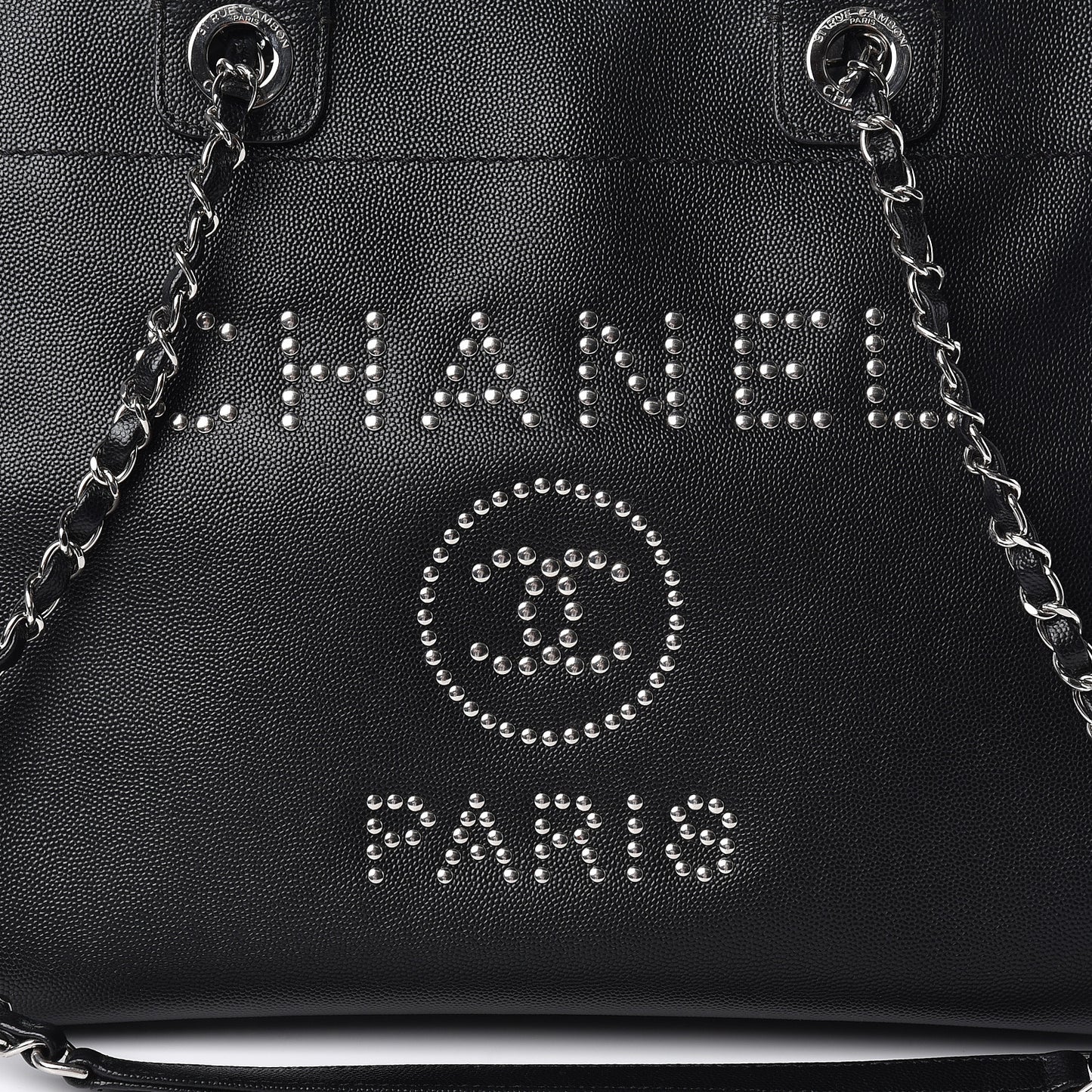 Caviar Small Studded Deauville Tote Black