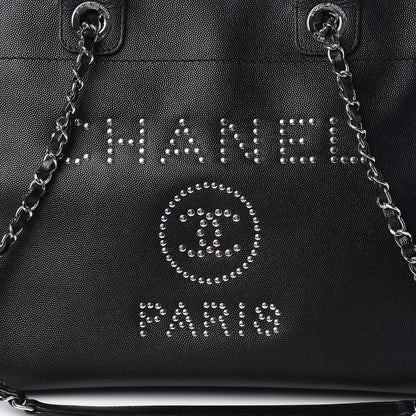 Chanel Caviar Small Studded Deauville Tote Black 15 of 15