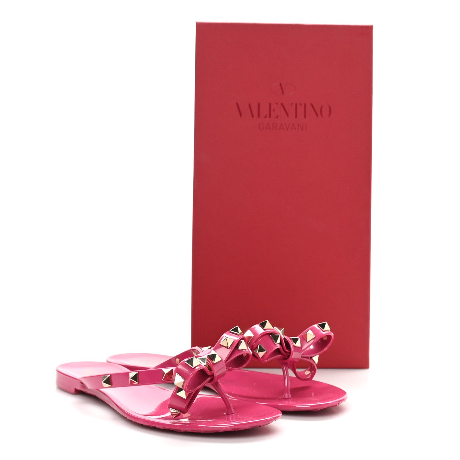 Valentino Garavani PVC Jelly Rockstud Bow Thong Sandals 36 Sweet Pink 9 of 9