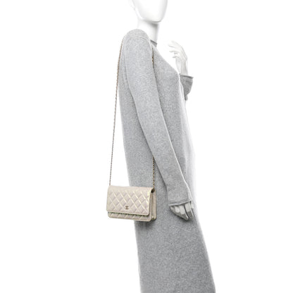 Chanel Iridescent Lambskin Quilted Wallet On Chain WOC Ivory 2 of 14