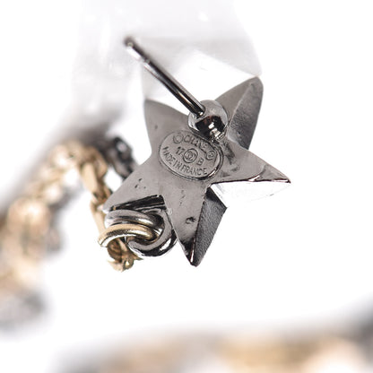Chanel Crystal CC Star Moon Dangle Earrings Silver Gold 4 of 4