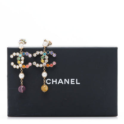Chanel Crystal Pearl Over The Rainbow CC Long Drop Earrings Multicolor 5 of 5