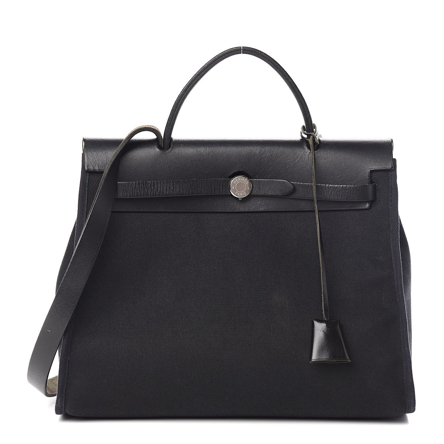 Toile Vache Calfskin Herbag 30 PM Black