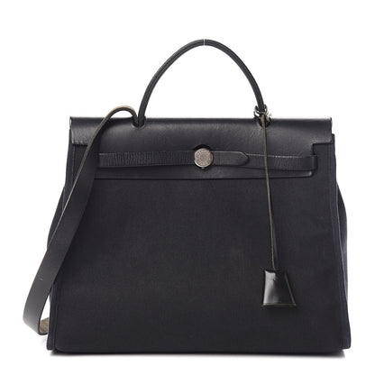 Hermes Toile Vache Calfskin Herbag 30 PM Black 1 of 12