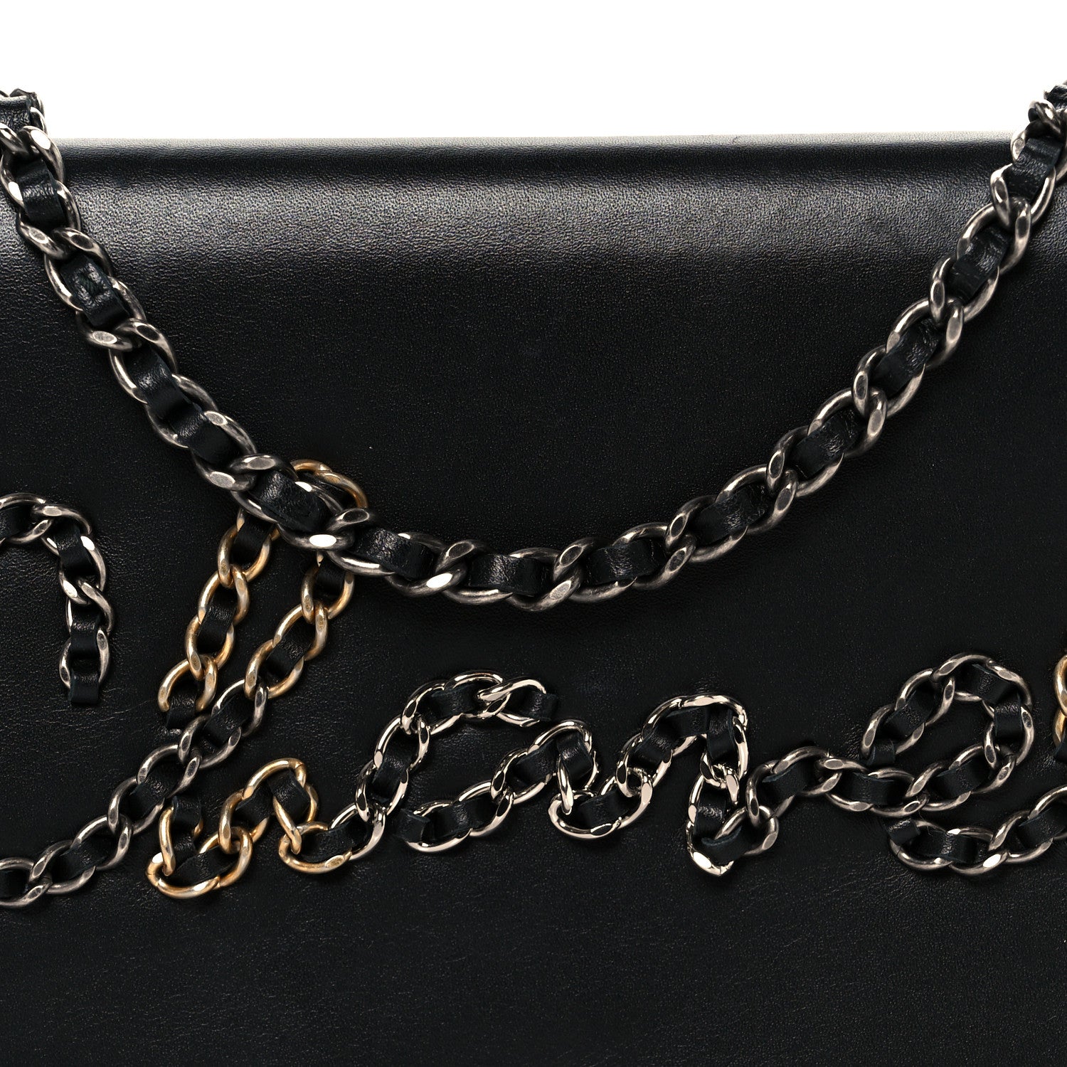 Chanel Calfskin Chain 20s Signe Wallet on Chain WOC Black 9 of 11