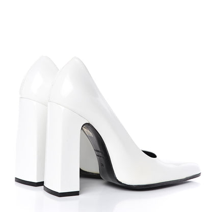 Balenciaga Patinated Calfskin Round Toe Pumps 38 Optic White 4 of 9