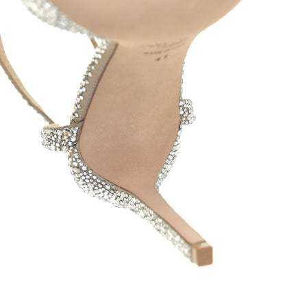 Jimmy Choo Crystal Shimmer Suede Sacora 100 Sandals 41 Nude 10 of 16