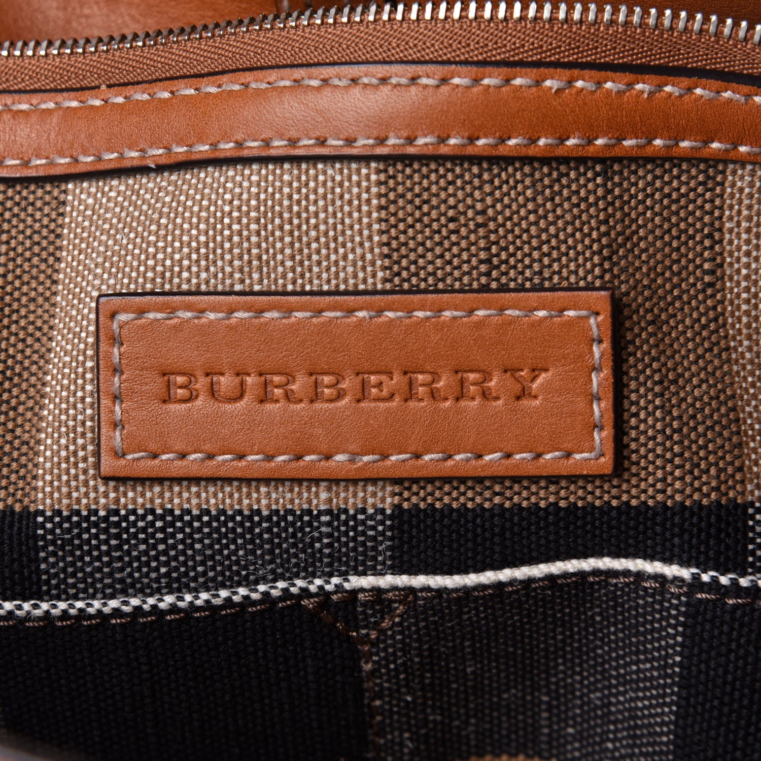 Burberry Canvas Mega Check Medium Ashby Hobo Saddle Brown 6 of 11