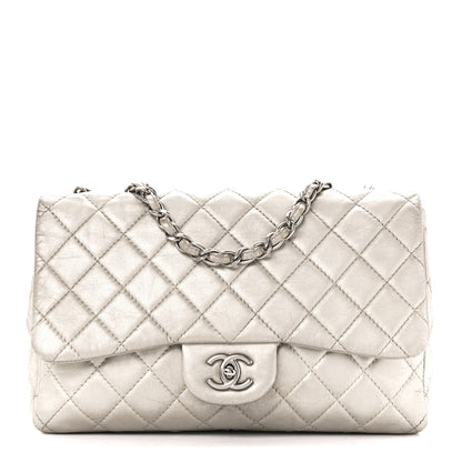 Chanel Metallic Lambskin Quilted Jumbo Single Flap Silver 1 of 11