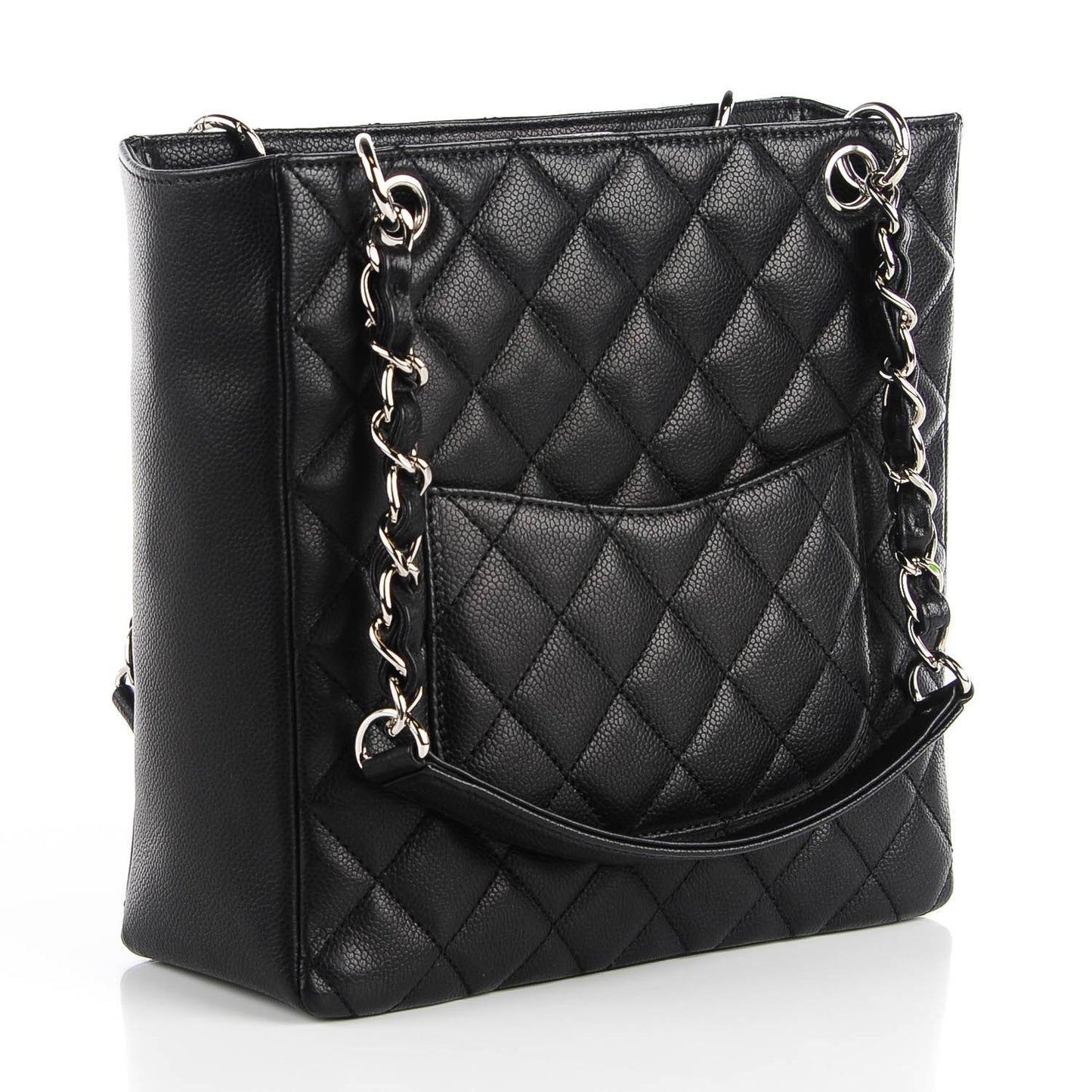 Caviar Quilted Petit Shopping Tote PST Black