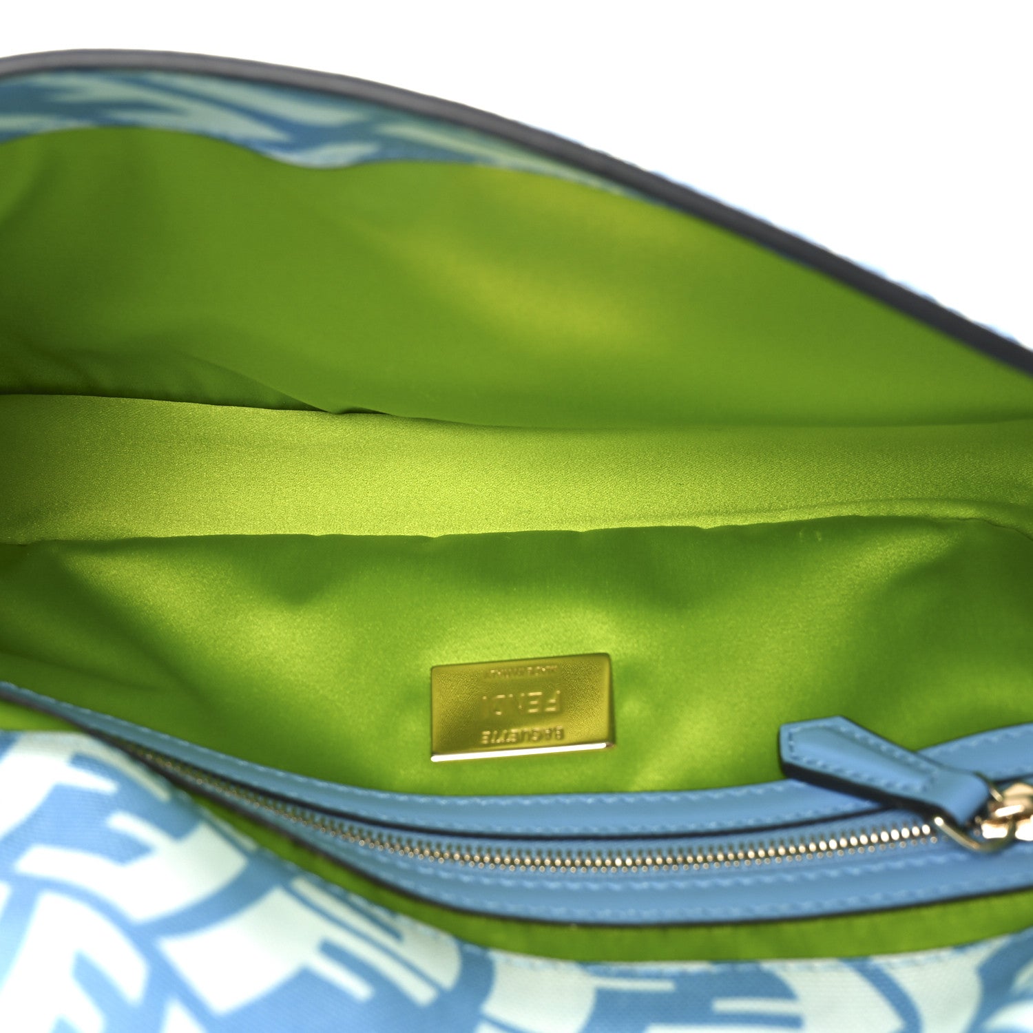 Fendi X SARAH COLEMAN Glazed Canvas Vitello King FF Vertigo Baguette 1997 Cyber Blue White 5 of 10