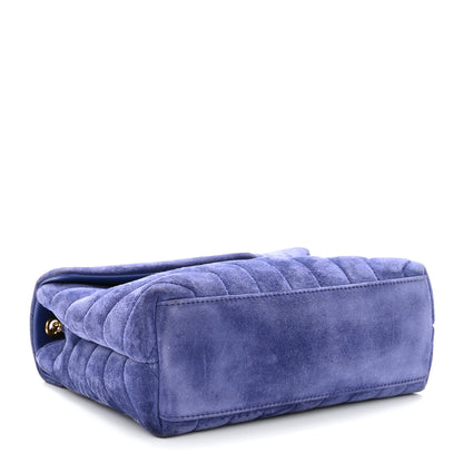 Saint Laurent Velvet Y Quilted Monogram Small Loulou Chain Satchel Blue Sapphire 4 of 10