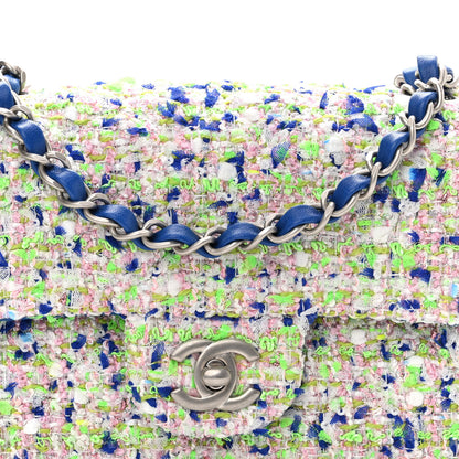 Chanel Tweed Quilted Mini Rectangular Flap White Blue Green 8 of 10