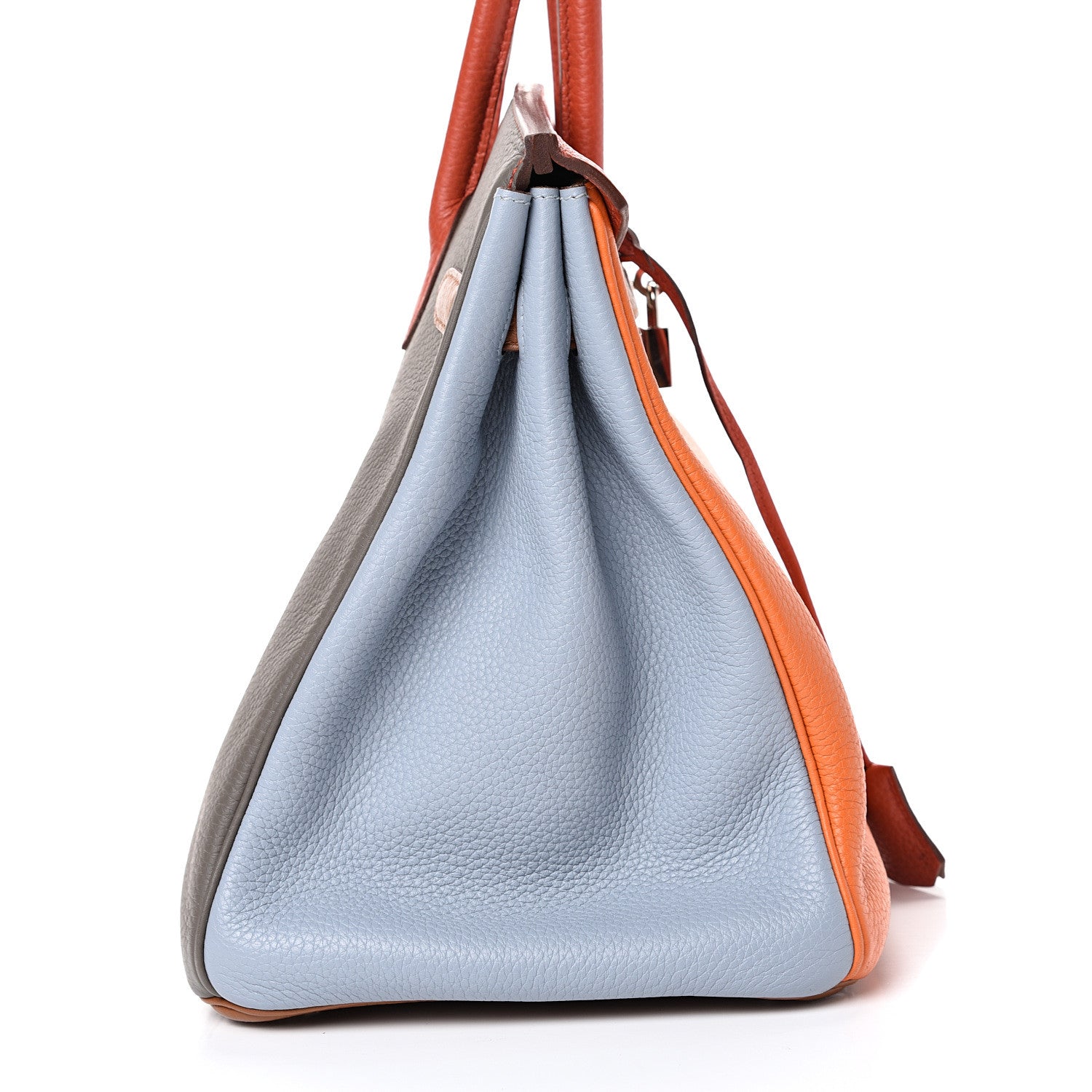 Hermes Taurillon Clemence Arlequin Birkin 35 Orange Sanguine Gold Bleu Lin Bleu Hydra Etain 18 of 19