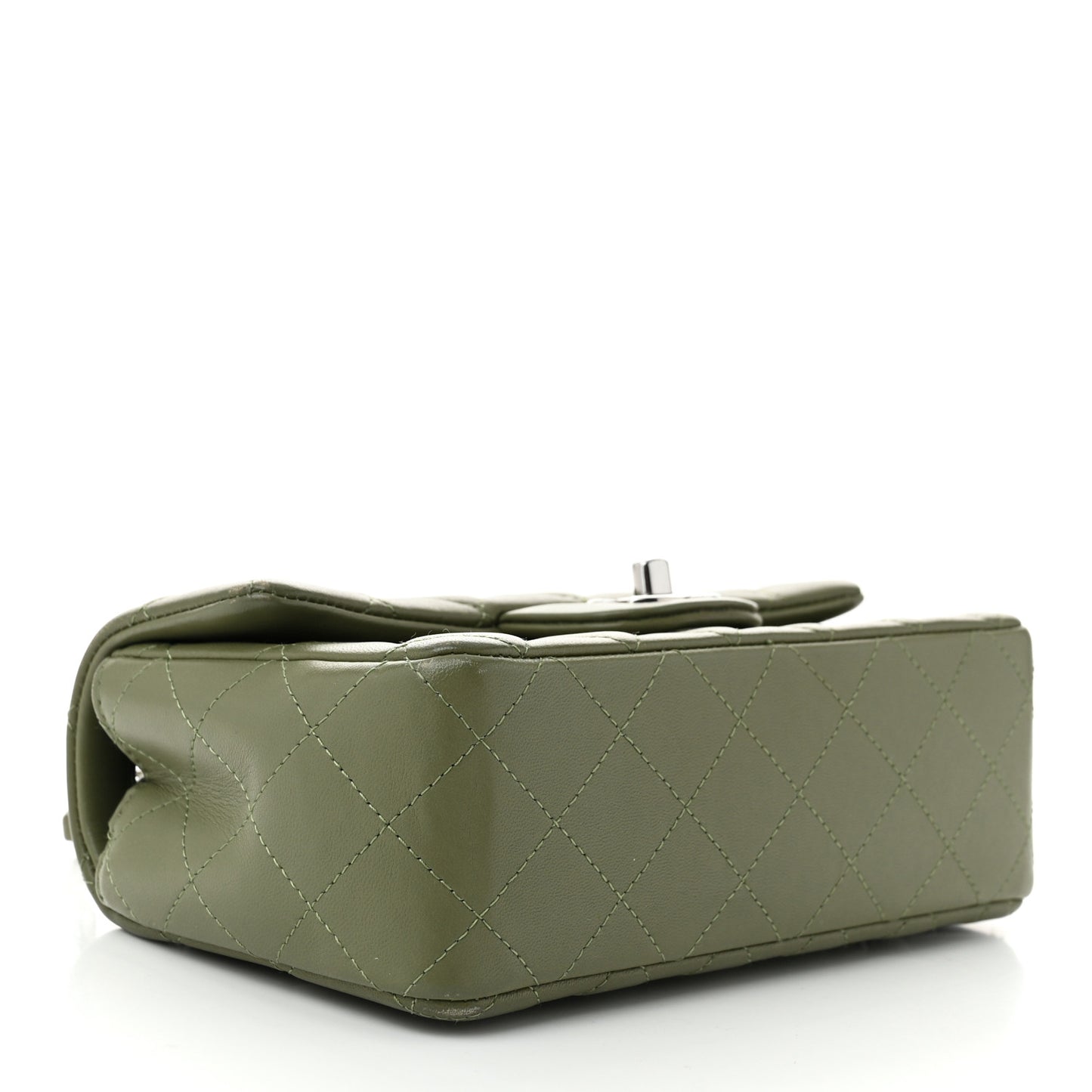 Lambskin Quilted Mini Rectangular Flap Green