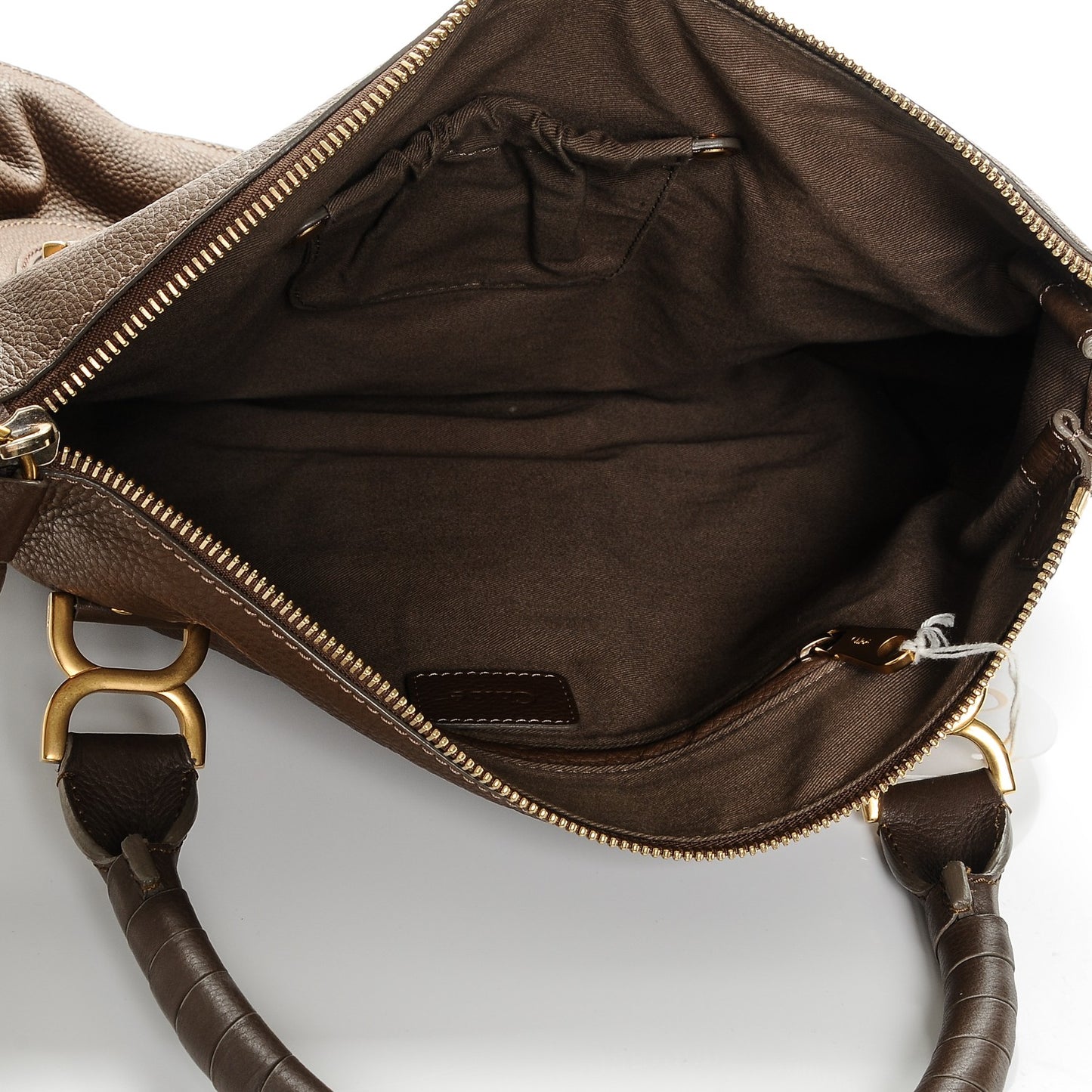 Calfskin Large Marcie Satchel Brown Seed