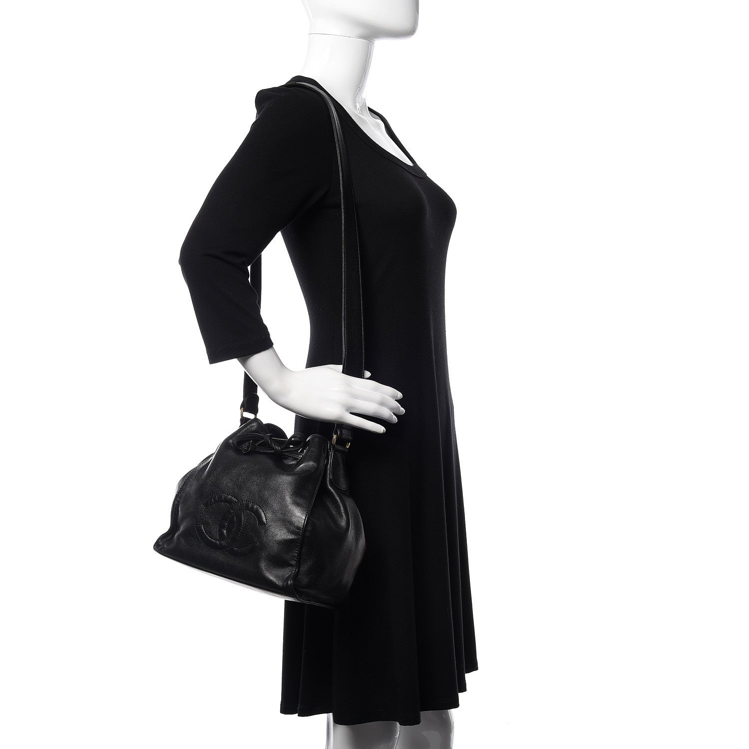 Chanel Lambskin CC Drawstring Shoulder Bag Black 2 of 11