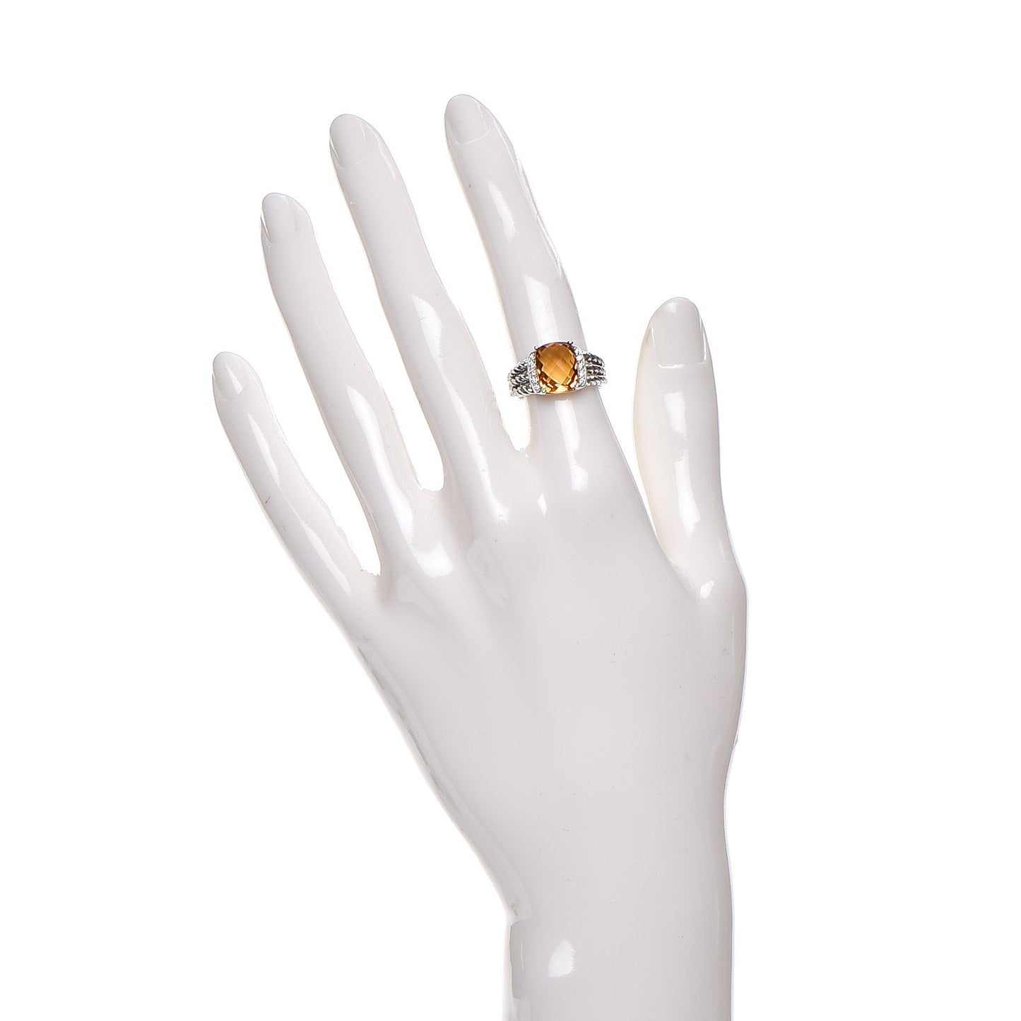 Sterling Silver Diamond Citrine 10mm Petite Wheaton Ring 48 4.5