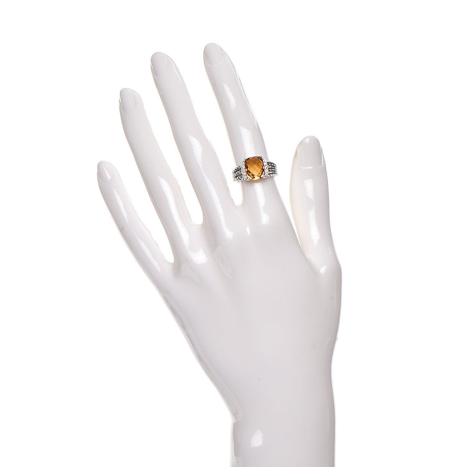 David Yurman Sterling Silver Diamond Citrine 10mm Petite Wheaton Ring 48 4.5 2 of 4