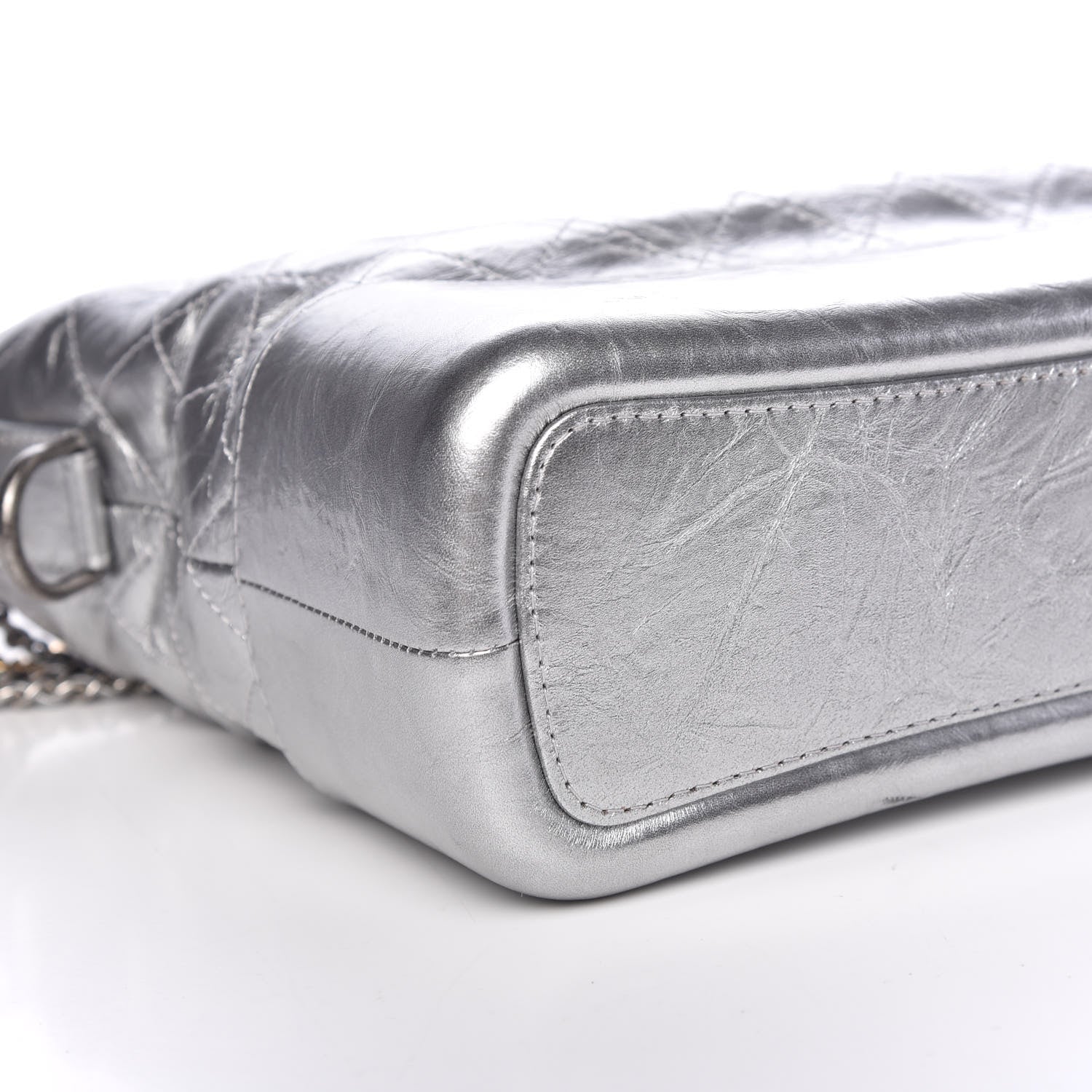 Chanel Metallic Lambskin Calfskin Quilted Medium Gabrielle Hobo Silver 8 of 9
