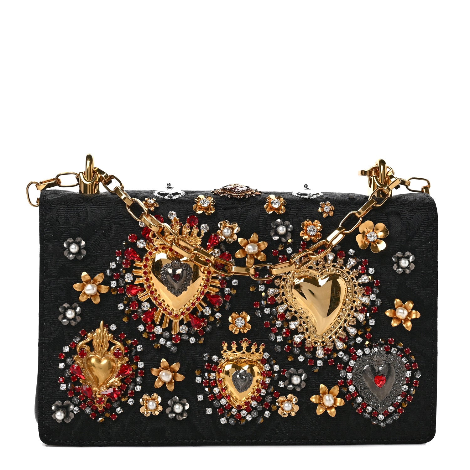 Dolce & Gabbana DDOLCE & GABBANA Brocade Crystal Embellished DG Girls Enchanted Sicily Shoulder Bag Black 1 of 9