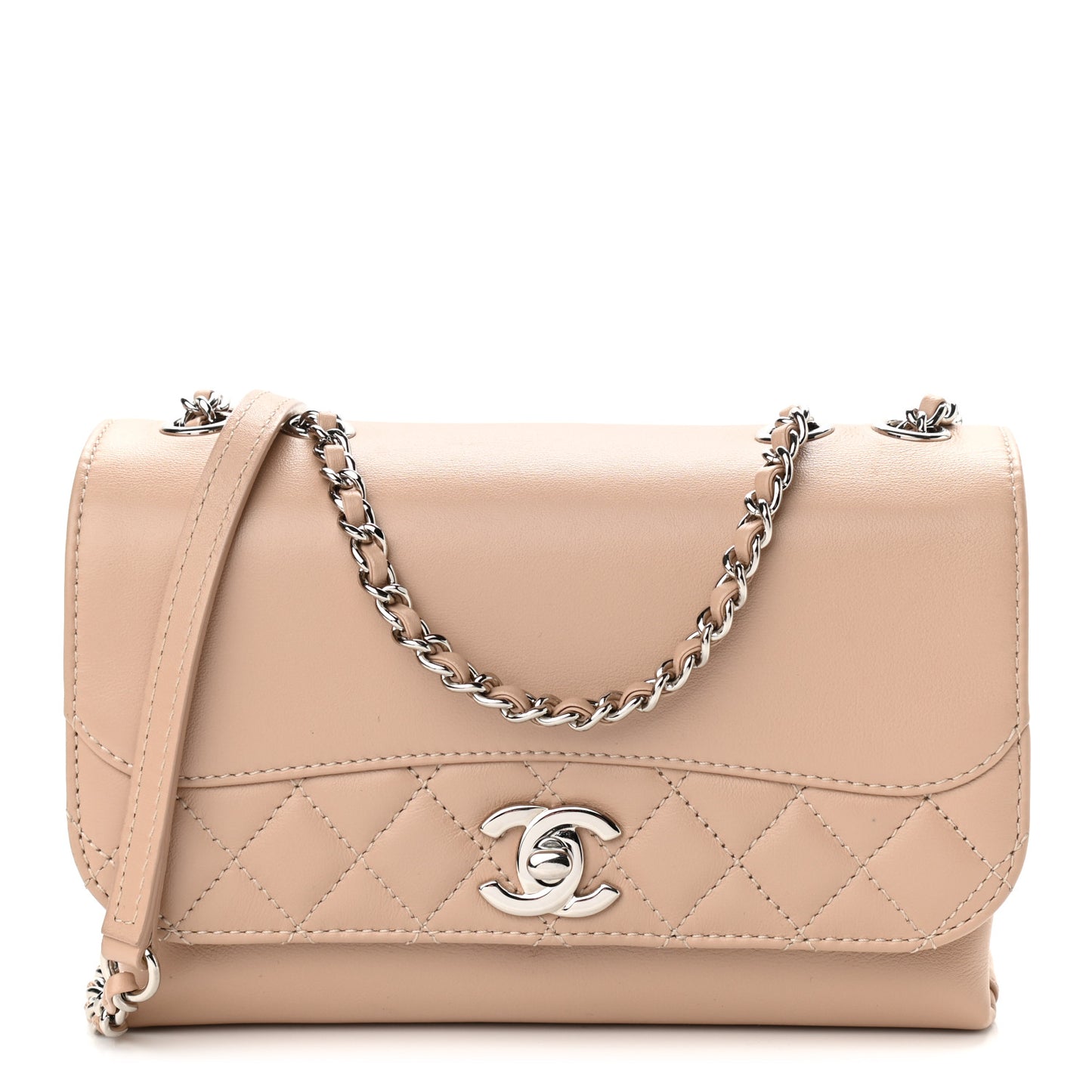 Calfskin Mini Tramezzo Flap Beige